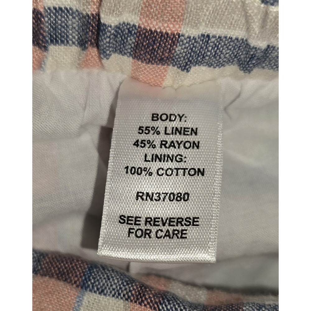 CATO Plaid Linen Blend Skort Pockets Picnic Cottagecore Feminine Preppy Sz L - Picture 7 of 9